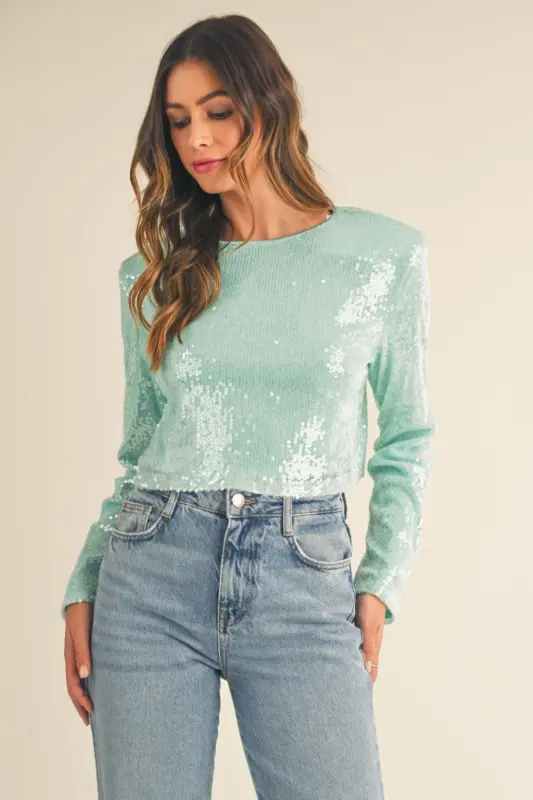 Mint Sequin Crop Top online