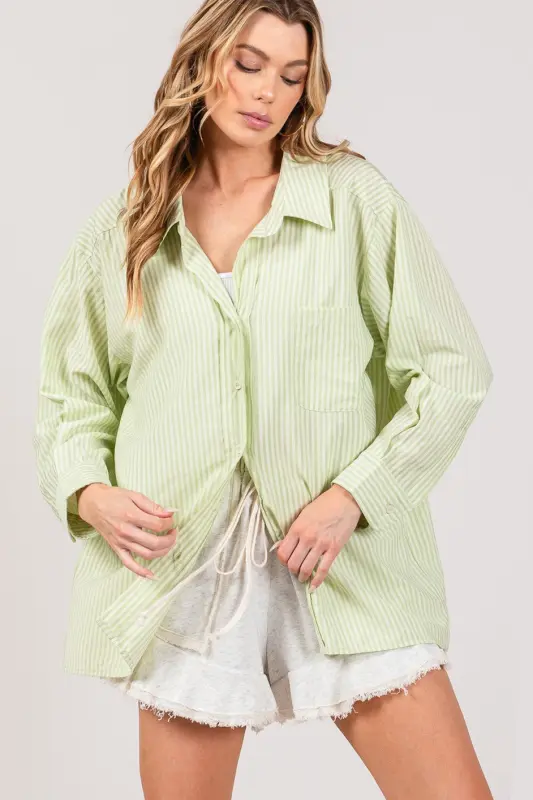 Sage Striped Button Up Shirt online