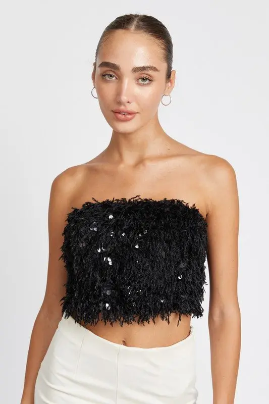 Sequin Feather Tube Top online